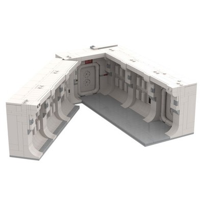 White Main Corridor with Airlock Doorway 1087PICS Sci-Fi Movie MOC