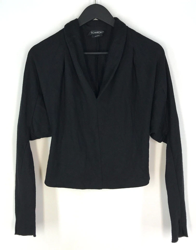 Jersey para mujer TOM FORD cuello en V negro polar lana talla 36/XS Foto 2 de 4