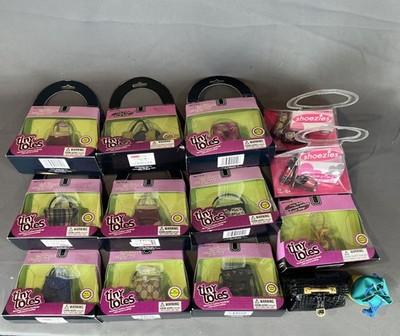 Rare! Lot Of 14 Tiny Totes Miniature Purse Toy Keychains 2001 Shoezies Shoes VTG