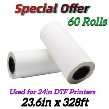 23.6" x 328ft DTF Film 60Rolls Instant Hot Peel Double sided For 24in Printer