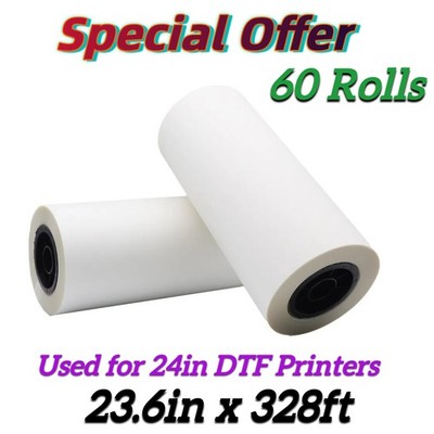23.6'' x 328ft DTF Film 60Rolls Instant Hot Peel Double sided For 24in Printer