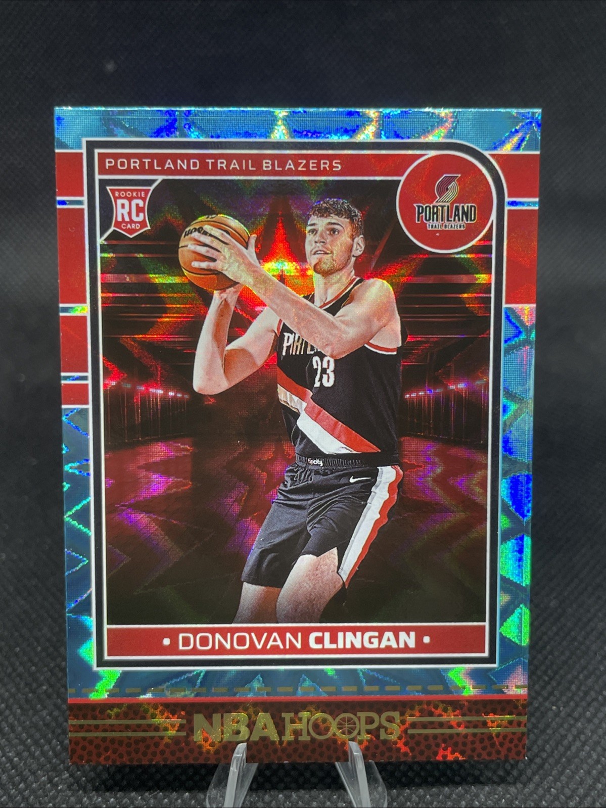 2024-25 Hoops #237 Donovan Clingan RC Teal Explosion Rookie Trail  Blazers