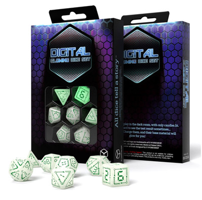 Q-WORKSHOP Digital Leuchtende 7-Würfel-Set Glow In The Dark RPG