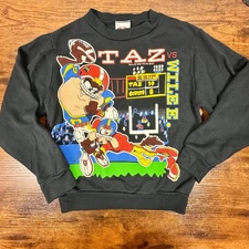 Vintage 1996 Looney Tunes Taz vs Wile E Coyote Football Sweatshirt 4T-5T
