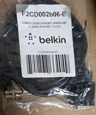 Belkin (F2CD002B06-E) Displayport to DVI Cable - 6Ft Black