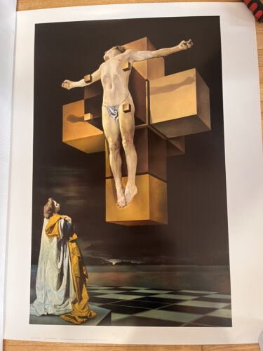 Vintage Salvador Dali Crucifixion Lithograph Print 22.5 X 28.5