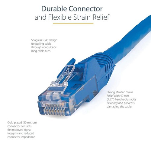 StarTech.com Cat6 35ft Ethernet RJ45 Networking Cable Blue N6PATCH35BL - 第 2/3 張圖片