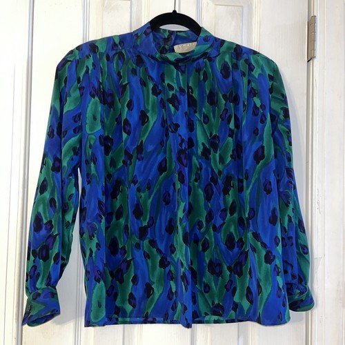 Petite sophisticate Damen Vintage Langarm Bluse mit Schulterpolstern