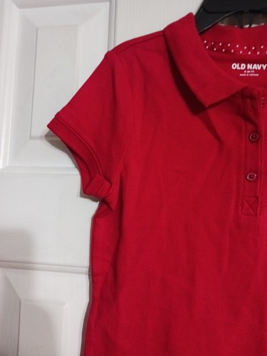 NWT Girls Old Navy Uniform Pique Polo Shirt Size S 6-7 Red K2 - Picture 3 of 4