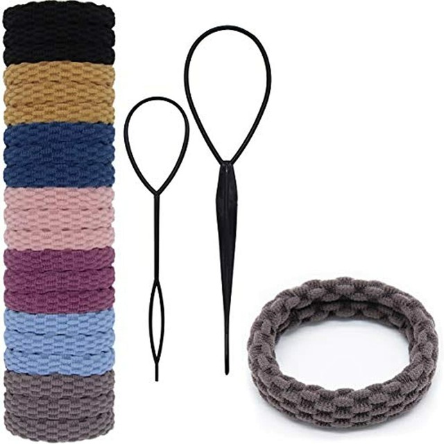 Hair Ties Elastics 21 Pcs 7 Colors Seamless Thick Soft Nylon Stretch