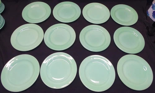 FireKing USA Restaurant Ware Jadeite 12 Pie / Salad Plates 6 3/4" Anchor Hocking