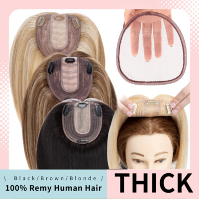 16''18'' THICK Hair Toppers Top Pieces Toupee LACE Wigs 100% Remy Human Hair Bangs