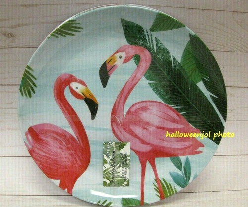 4x TOMMY BAHAMA FLAMINGO Dinner Plates 
