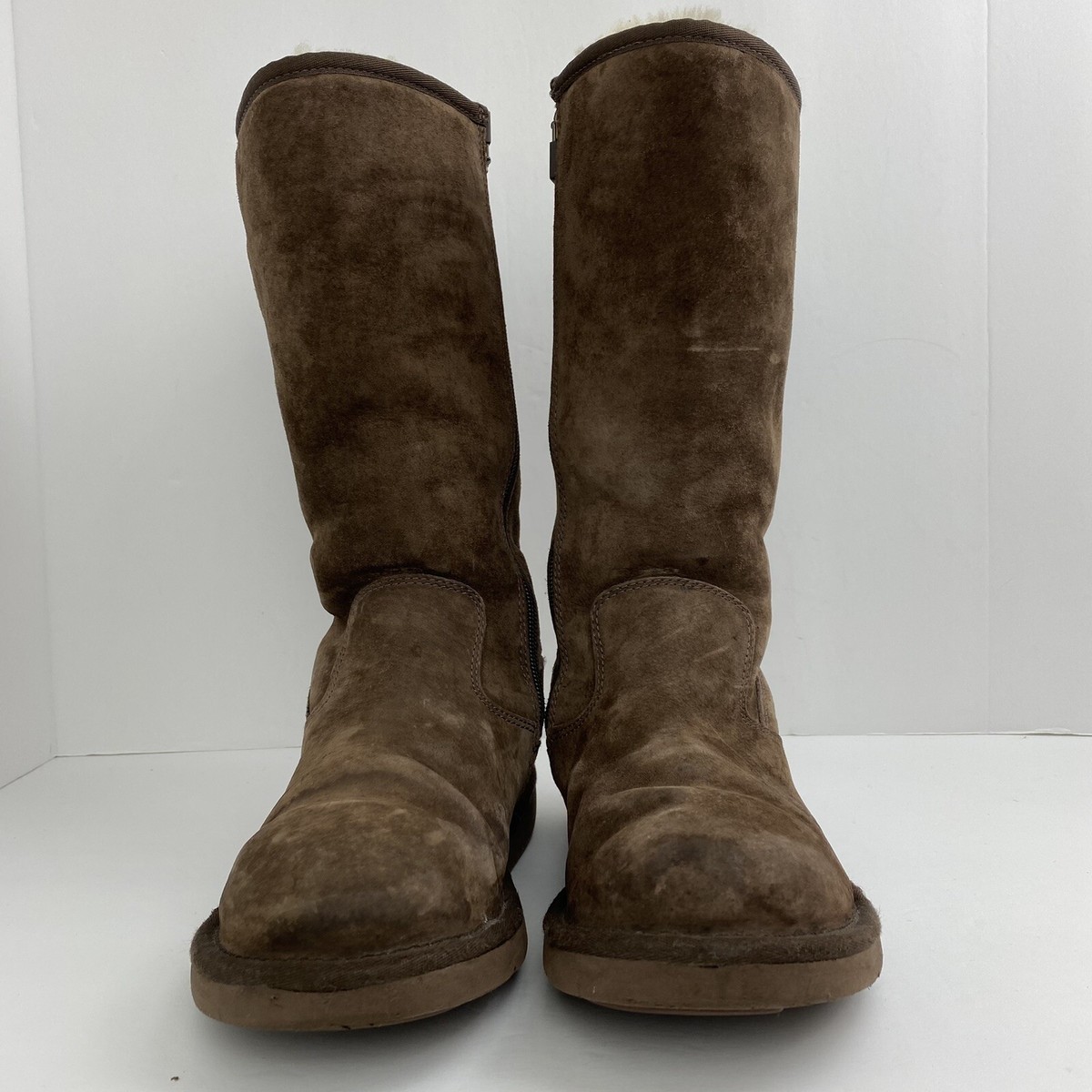 Ugg size 7 Women's Brown Suede Tall Zip Boots S/N 5683 | eBay