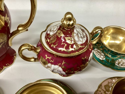 Czech Porcelain Coffee Set Haas & Czjzek Schlaggenwald Cups & Saucers Harlequin - Picture 20 of 23