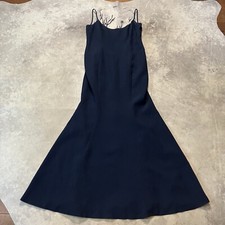 Elie Tahari Evening Dress Womens 10 Navy Blue Gown Mesh Floral Back Sleeveless