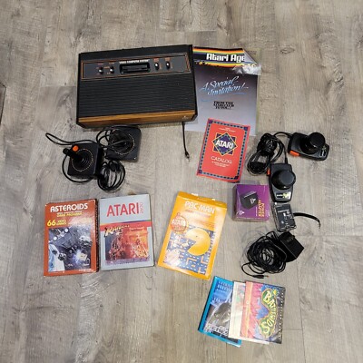 Atari 2600 Video Game Console With Games Pac Man, Complete Set! EXCELLENT/ MINT