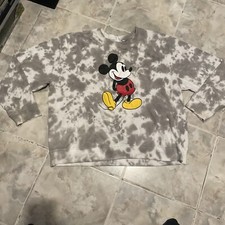 Disney Mickey Mouse Women s Gray Tie Dye Crewneck Sweatshirt Size 3XL RARE