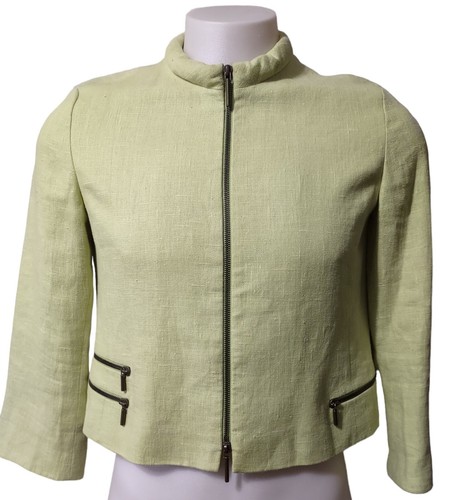 Akris Punto Linen Jacket Women's Size 10 Full Zip Business Casual Mint Green - 第 1/15 張圖片