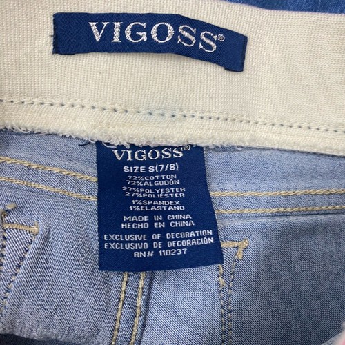 Vigoss Denim Capri Rainbow Waistband Girls Kids Size S (7/8) - Picture 5 of 6
