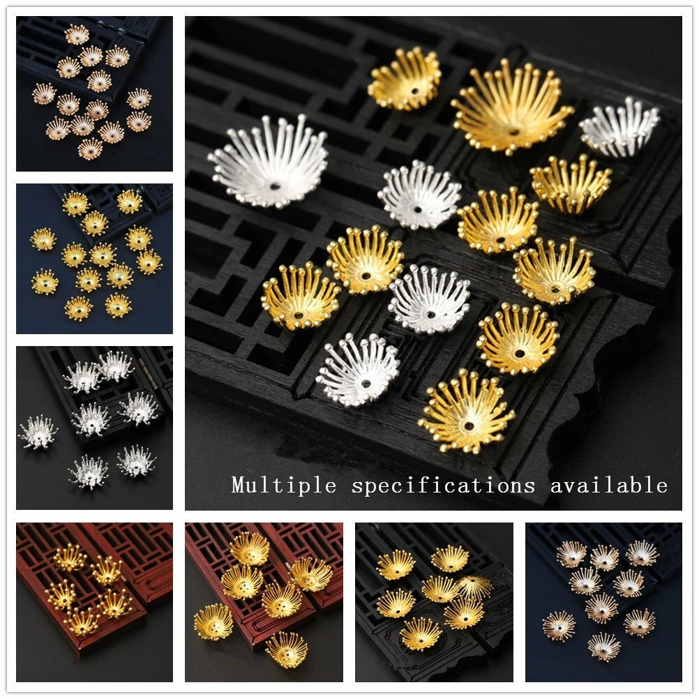 10Pcs Copper Flower Pistil Stamen Bead End Caps DIY Jewelry Accessories HH6923