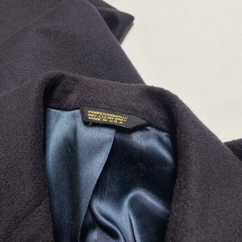Vintage Saks Fifth Avenue Cashmere Trench Coat 42S Navy Men Silk Lined USA Made - Picture 3 of 16