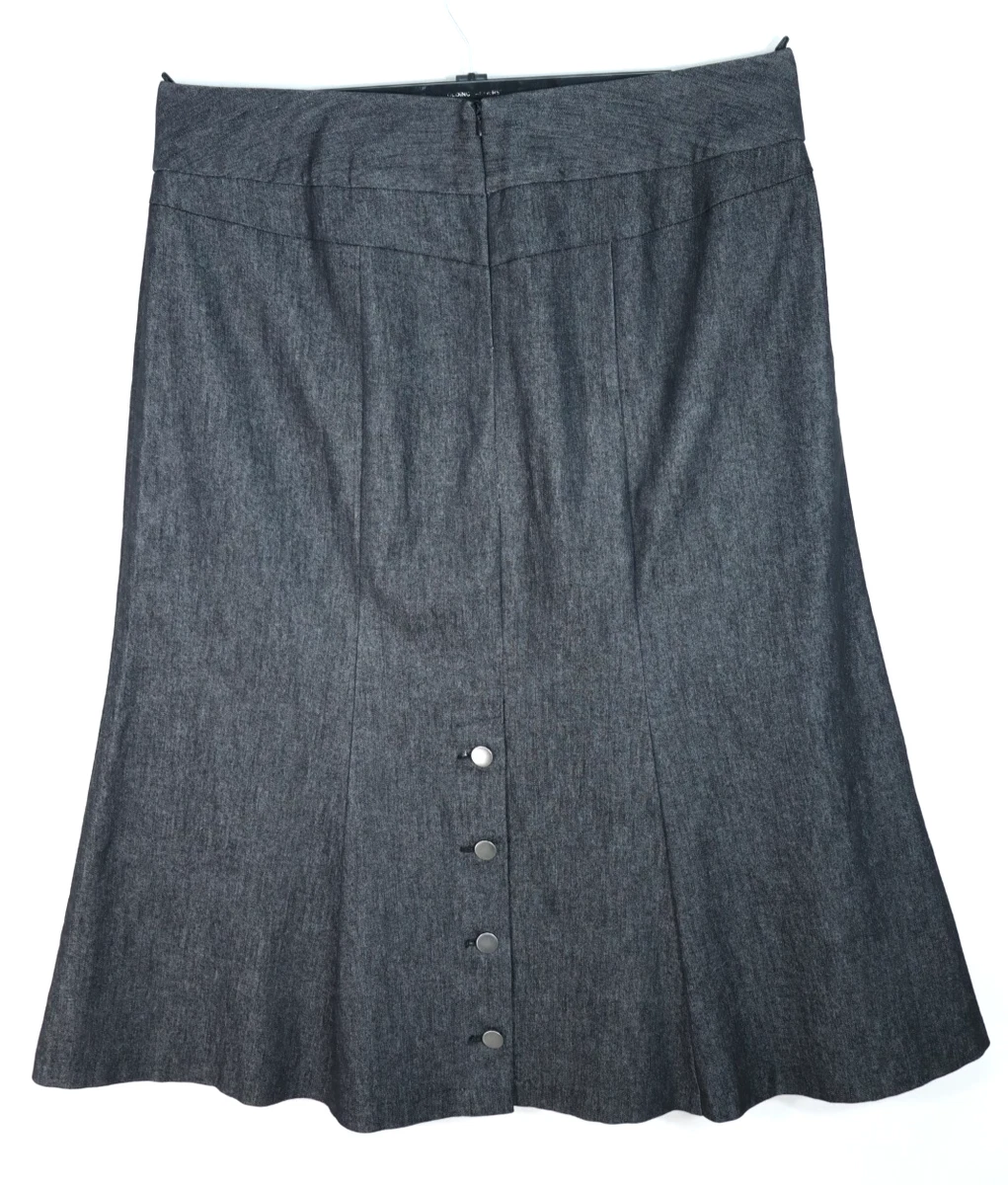 New York & Company Women 12 Stretch A-Line Skirt Brown Dotted Side Zipper