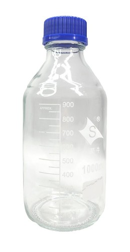 Reagent Bottle 1000 ml Borosilicate Glass Screw Cap Wide Mouth