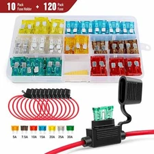 10Pack  Nilight inLine Fuse Holder with 120pcs Fuse 5A/7.5A/10A/15A/20A/25A/30A