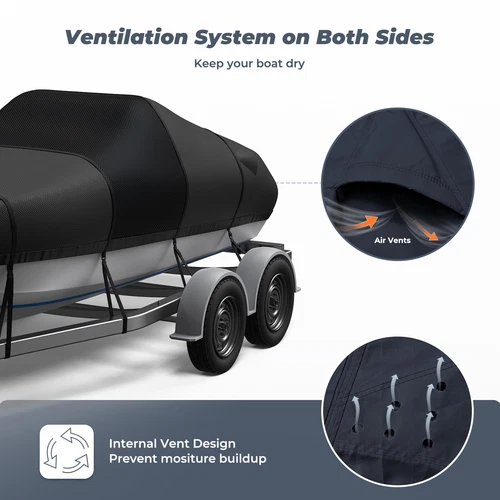 1200D 16-18.5 17-19 20-22FT Boat Cover Fishing Ski V-Hull Trailerable Waterproof - Picture 38 of 42