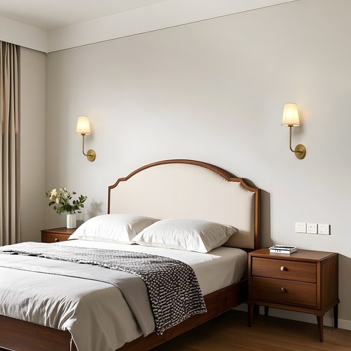 2pcs Wireless Rechargeable Battery Operated Wall Light Fabric Shade Sconce Lamp - Picture 6 of 36