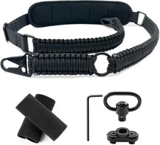 QD Paracord Rifle Sling with Shoulder Pad and QD Swivel Mounts, Adjustable 2 ...