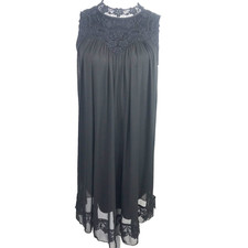 Altar'd State Dress Womens Small Black Mini Embroidered Crochet Lace Witchy Goth