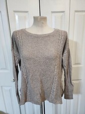 Women's American Eagle Outfitters Oatmeal Beige Cable Knit Sweater Size Medium