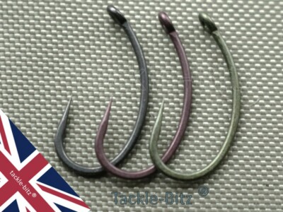 Curve Shank Coloured PTFE Coated Carp Fishing Tackle Hooks Colour & size choice