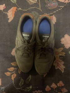 reebok classic green suede