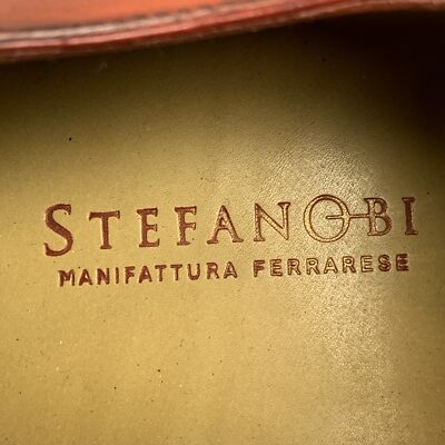STEFANOBI Size 8 Cognac Contrast Stitch Leather Split Toe  display picture 3