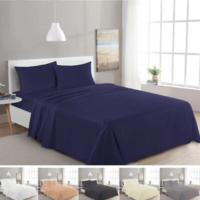 Luxury Flat Sheet 300 TC 100% Egyptian Cotton Plain Dyed Double King size