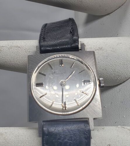 70's Lucien Piccard Square Manual Watch Men's Stainless Steel 83614 Windup Works - Picture 4 of 12