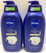 NIVEA Nourishing Care Body Wash w/Nourishing Serum, 30Oz Pump Bottle, Pack of 2