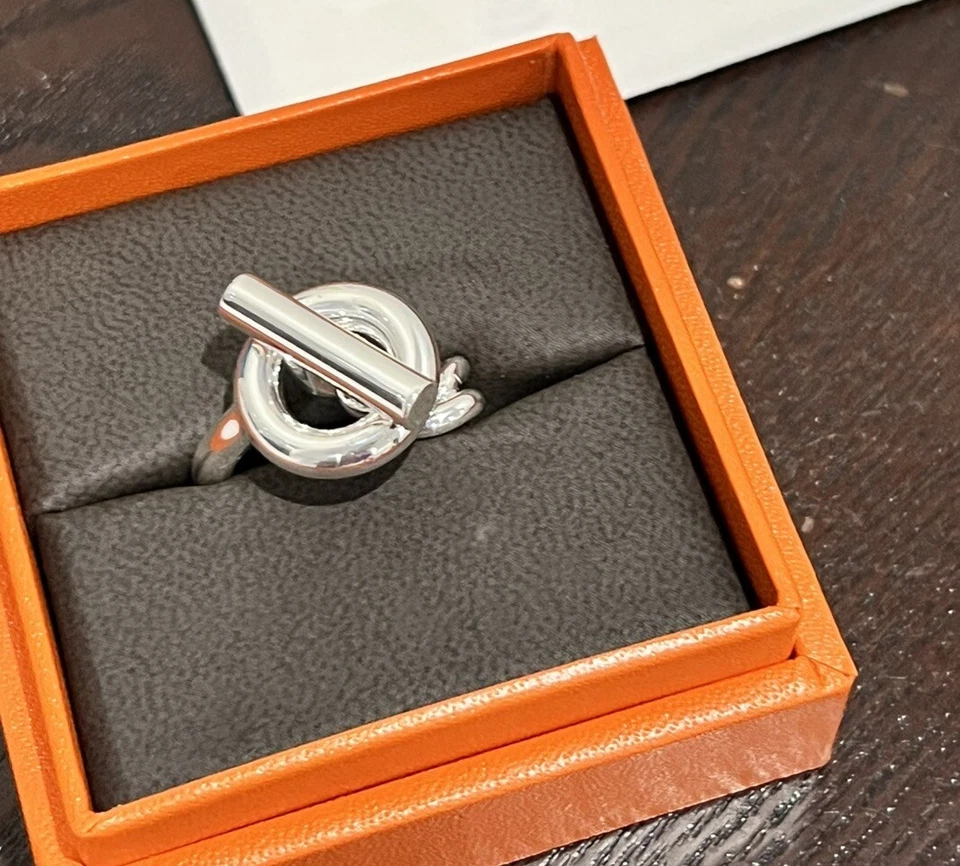 Anillo Hermès Croisette Paladio Talla 52 Plata Nueva Foto 2 de 2