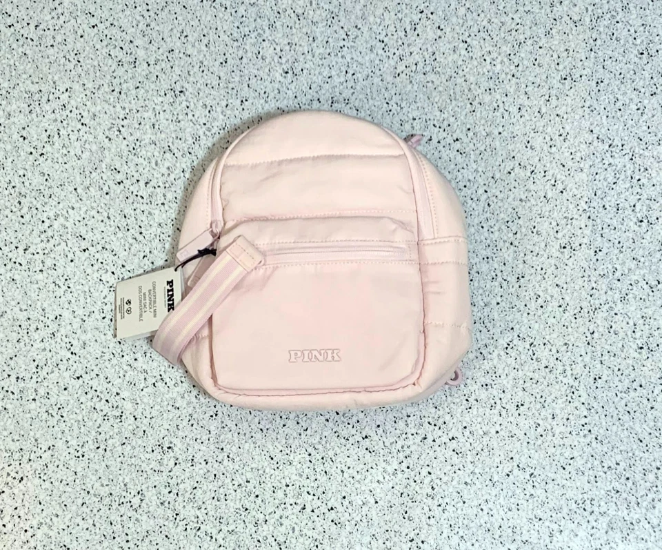 Victoria's Secret PINK Mini CONVERTIBLE Backpack Purse & Card Case PINK TULIP - Image 2 of 4