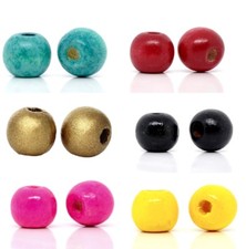 200 pcs Wooden Wood Round Spacer Beads - 10x9mm - 19 Colors Available