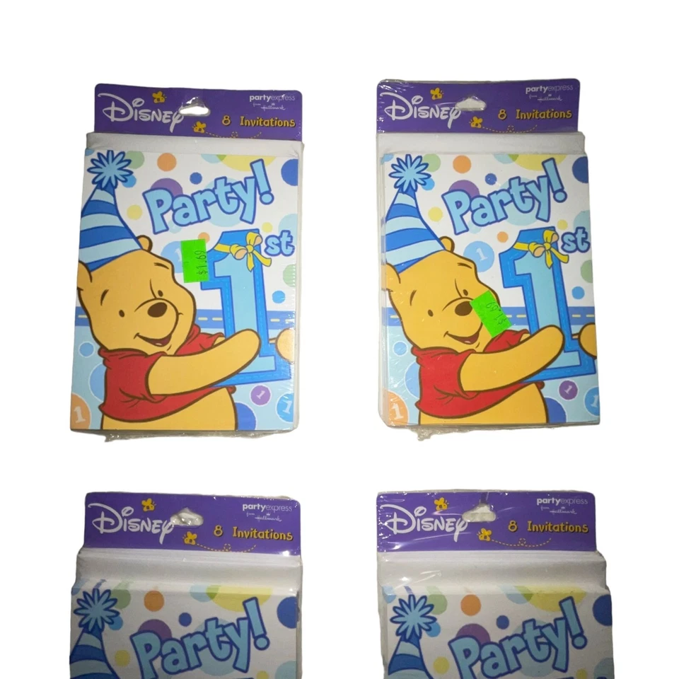 NIP Hallmark Disney Winnie the Pooh Vintage 1st Birthday Invitations Party Cards - Image 2 of 4