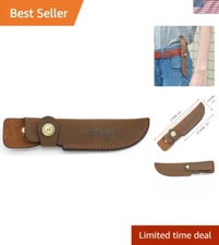 Durable Brown Leather Knife Holder for Fixed Blades - Ambidextrous and Portable