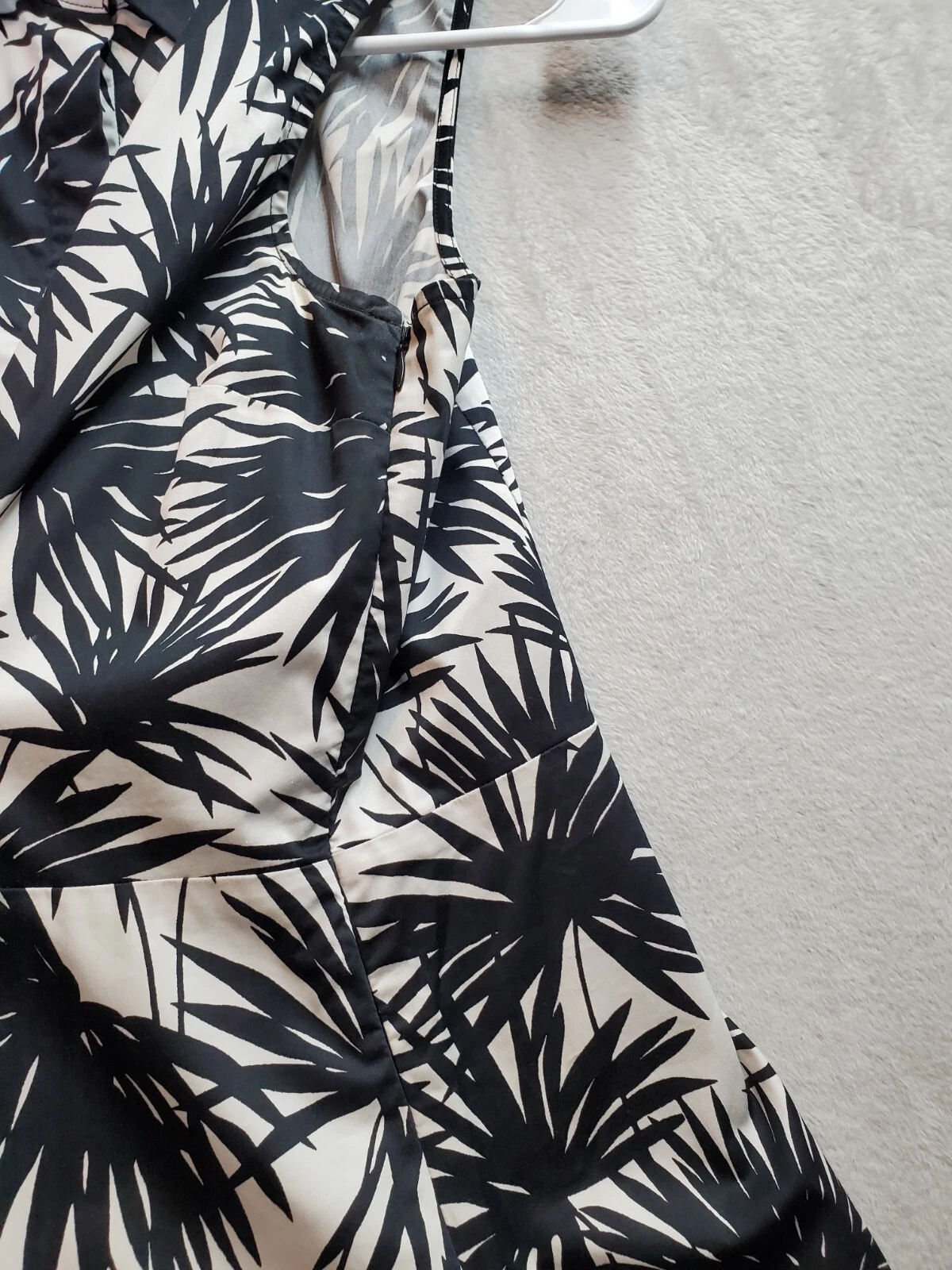 Michael Kors Camicia Abito Donna Taglia 6 Nero Floreale Collo Bottone Cerniera Laterale