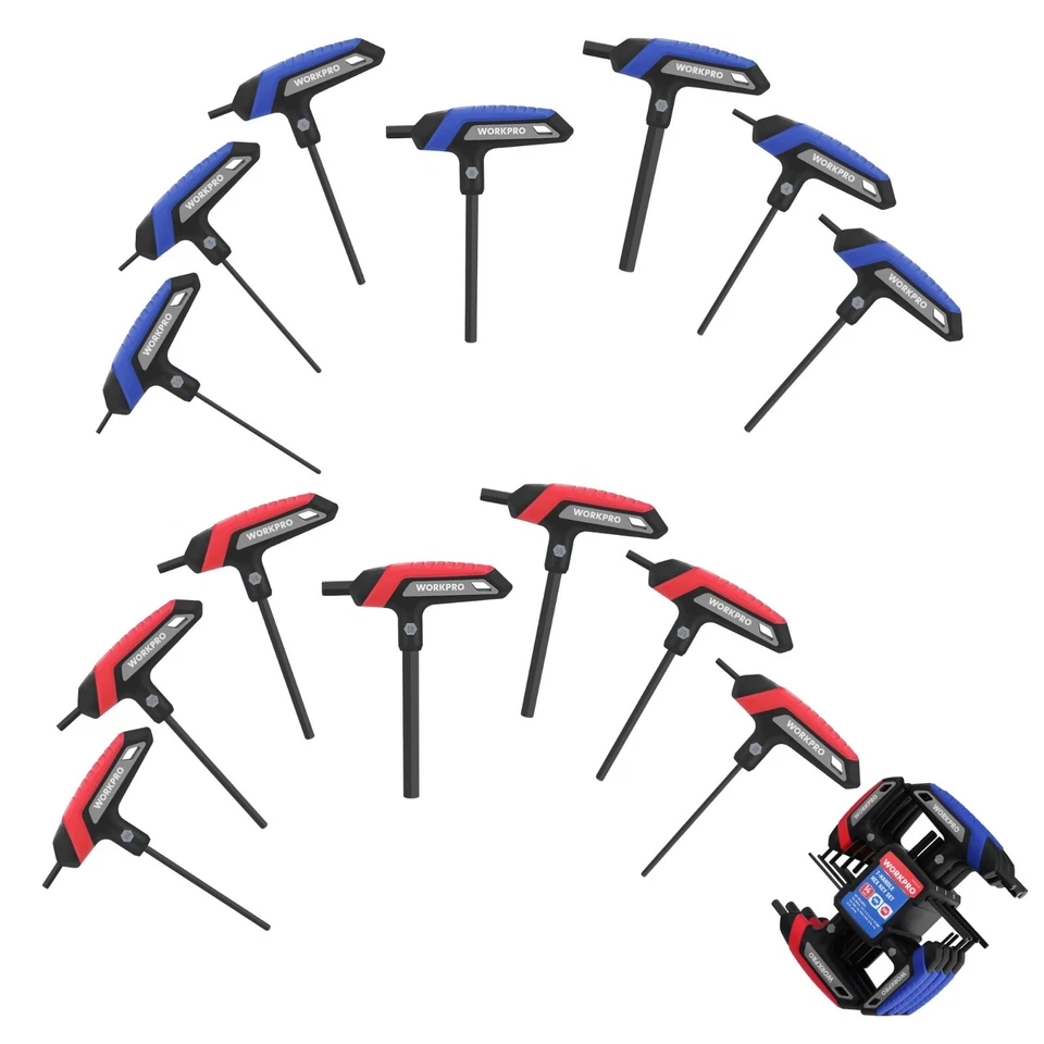14-Piece T-Handle Allen Wrench Set, Metric & SAE T Handle Hex Key with Rack - Image 2 of 4