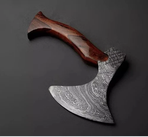 Hand Forged Damascus steel Axe . Hatchet Best Gift . With Leather Sheath - Picture 1 of 2