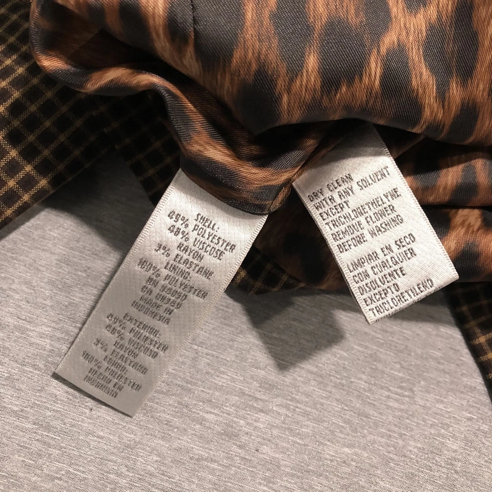Blazer Nine West Para Mujer 14 Academia Indie Cuadros Femenino Chic Leopardo Negocios Foto 3 de 4