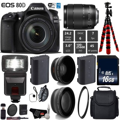 Canon EOS 80D DSLR Camera with 18-135mm is STM Lens + Flash + UV FLD CPL Filter
